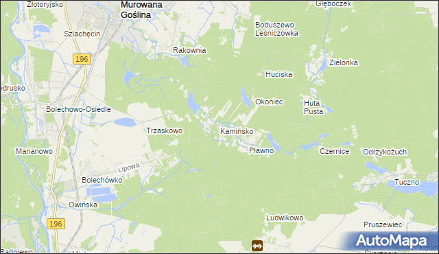 mapa Kamińsko gmina Murowana Goślina, Kamińsko gmina Murowana Goślina na mapie Targeo