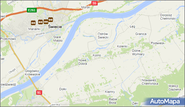 mapa Kolno gmina Chełmno, Kolno gmina Chełmno na mapie Targeo