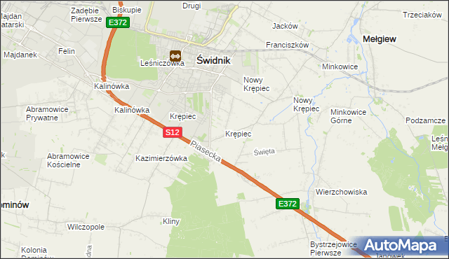 mapa Krępiec gmina Mełgiew, Krępiec gmina Mełgiew na mapie Targeo