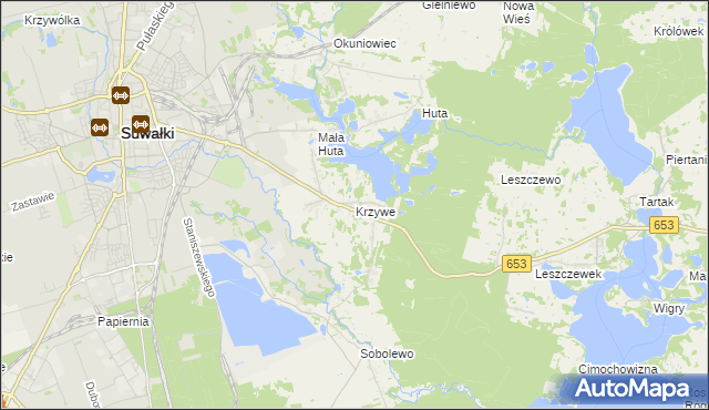 mapa Krzywe gmina Suwałki, Krzywe gmina Suwałki na mapie Targeo