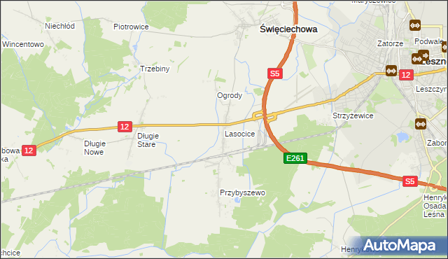 mapa Lasocice gmina Święciechowa, Lasocice gmina Święciechowa na mapie Targeo