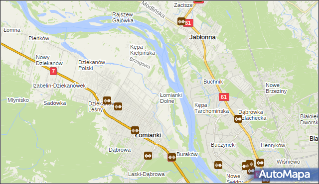 mapa Łomianki Dolne, Łomianki Dolne na mapie Targeo