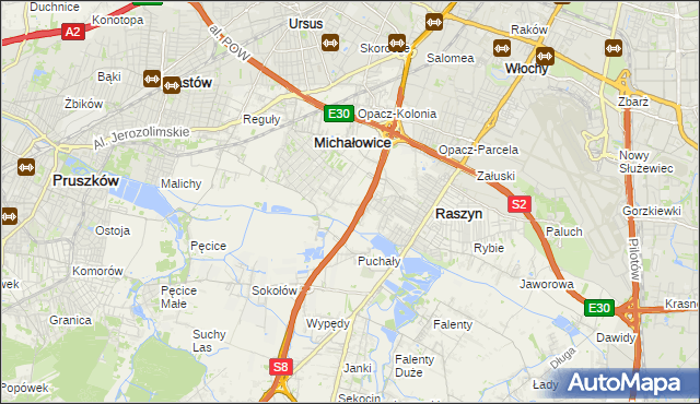 mapa Michałowice-Wieś, Michałowice-Wieś na mapie Targeo