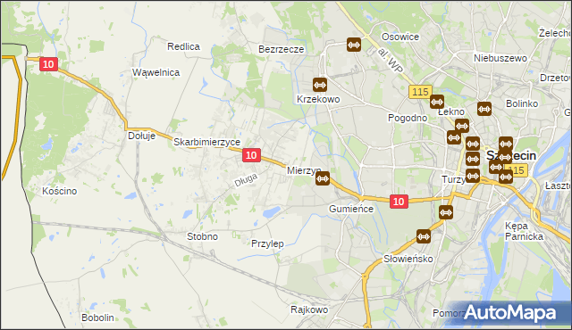 mapa Mierzyn gmina Dobra (Szczecińska), Mierzyn gmina Dobra (Szczecińska) na mapie Targeo