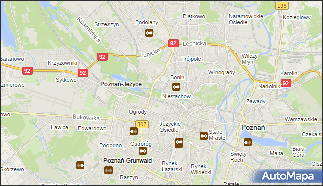 mapa Niestachów gmina Poznań, Niestachów gmina Poznań na mapie Targeo