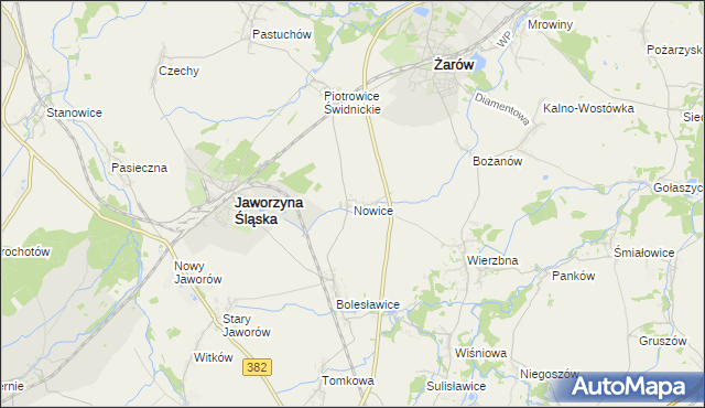 mapa Nowice gmina Jaworzyna Śląska, Nowice gmina Jaworzyna Śląska na mapie Targeo