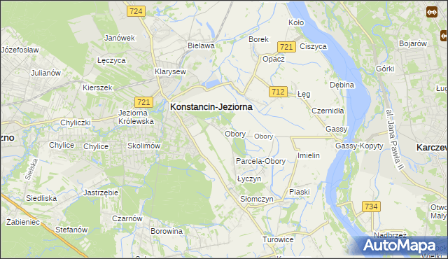 mapa Obory gmina Konstancin-Jeziorna, Obory gmina Konstancin-Jeziorna na mapie Targeo