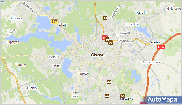 mapa Olsztyna, Olsztyn na mapie Targeo