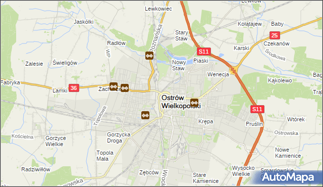 mapa Ostrów Wielkopolski, Ostrów Wielkopolski na mapie Targeo