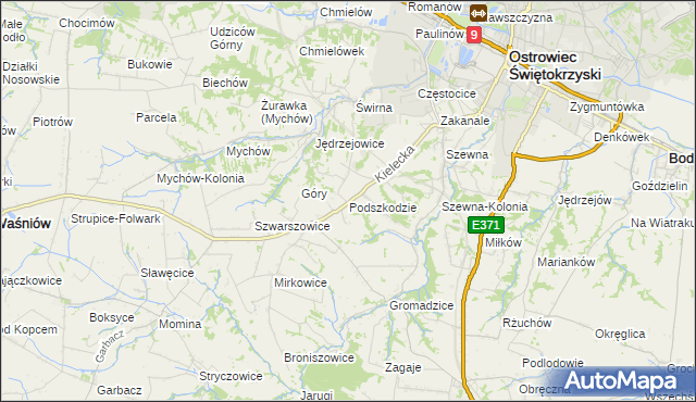 mapa Podszkodzie, Podszkodzie na mapie Targeo