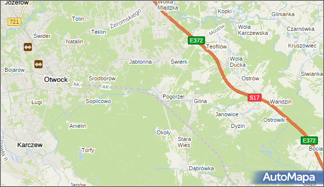 mapa Pogorzel gmina Celestynów, Pogorzel gmina Celestynów na mapie Targeo