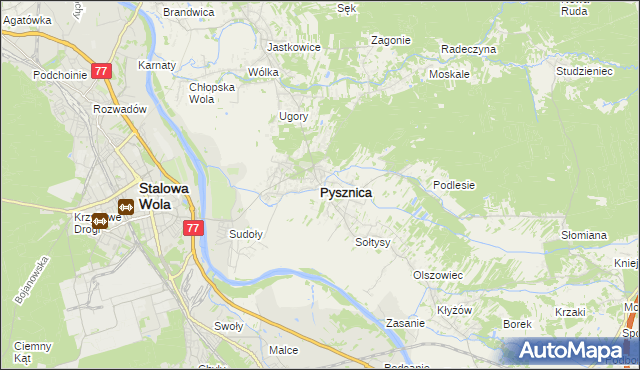 mapa Pysznica, Pysznica na mapie Targeo