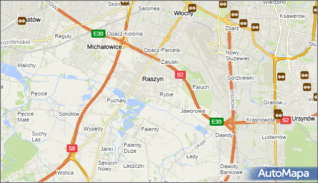 mapa Rybie gmina Raszyn, Rybie gmina Raszyn na mapie Targeo