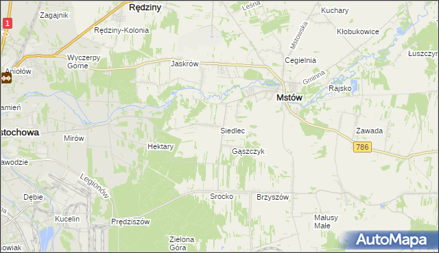 mapa Siedlec gmina Mstów, Siedlec gmina Mstów na mapie Targeo