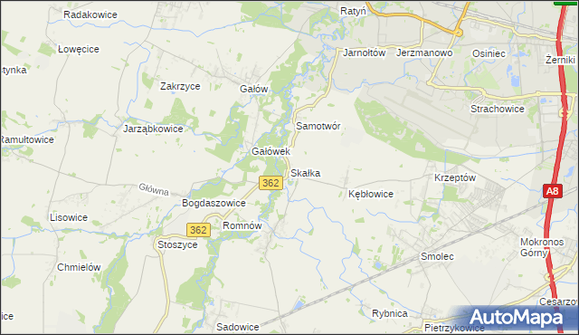 mapa Skałka gmina Kąty Wrocławskie, Skałka gmina Kąty Wrocławskie na mapie Targeo