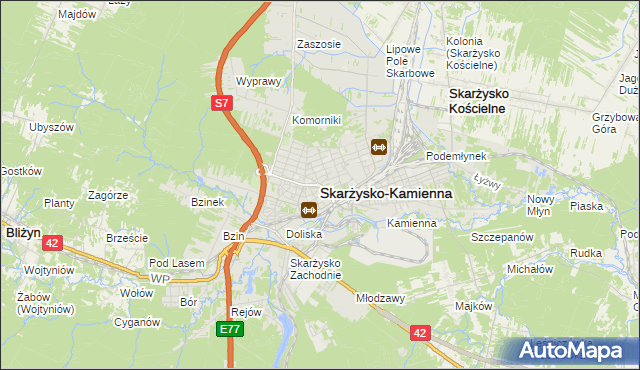 mapa Skarżysko-Kamienna, Skarżysko-Kamienna na mapie Targeo