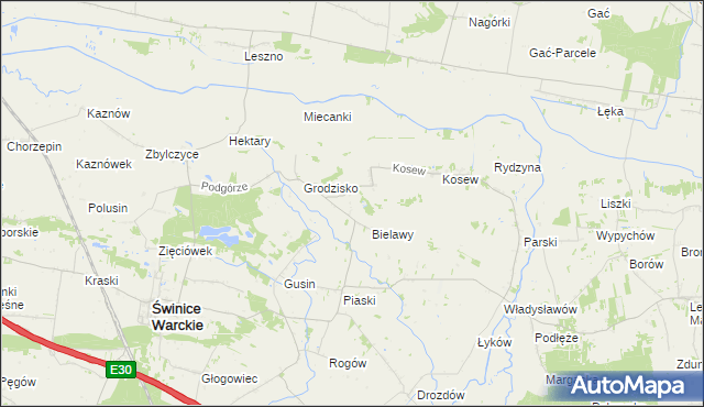 mapa Strachów gmina Świnice Warckie, Strachów gmina Świnice Warckie na mapie Targeo