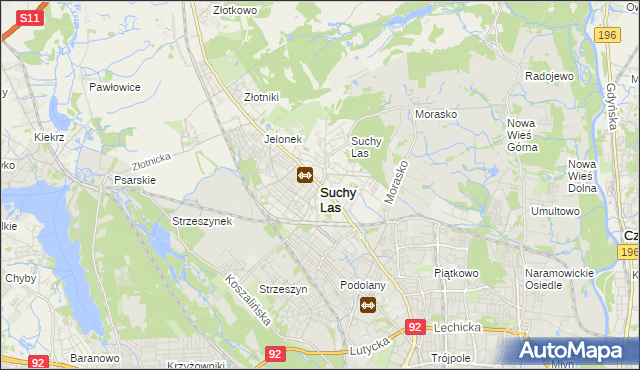 mapa Suchy Las powiat poznański, Suchy Las powiat poznański na mapie Targeo