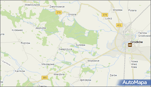 mapa Sulisław gmina Grodków, Sulisław gmina Grodków na mapie Targeo