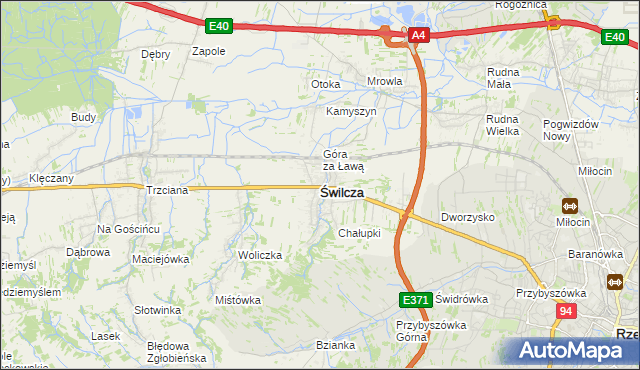 mapa Świlcza, Świlcza na mapie Targeo