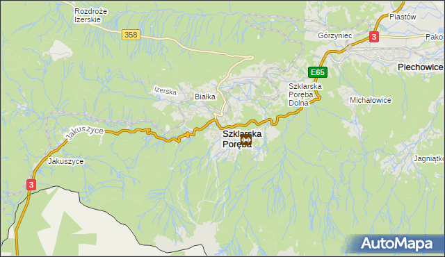 mapa Szklarska Poręba, Szklarska Poręba na mapie Targeo