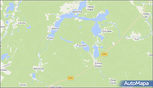 mapa Trzciano gmina Nidzica, Trzciano gmina Nidzica na mapie Targeo