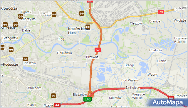 mapa Ulica gmina Kraków, Ulica gmina Kraków na mapie Targeo