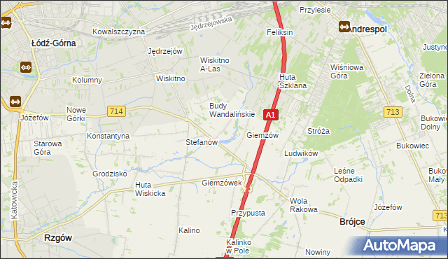 mapa Wandalin gmina Brójce, Wandalin gmina Brójce na mapie Targeo