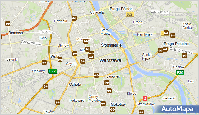 mapa Warszawy, Warszawa na mapie Targeo