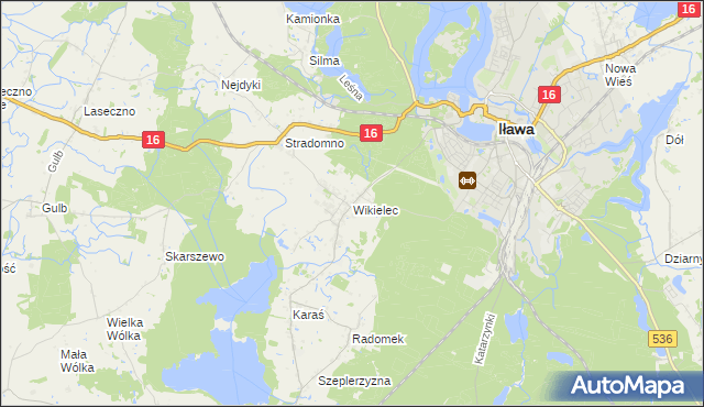 mapa Wikielec gmina Iława, Wikielec gmina Iława na mapie Targeo