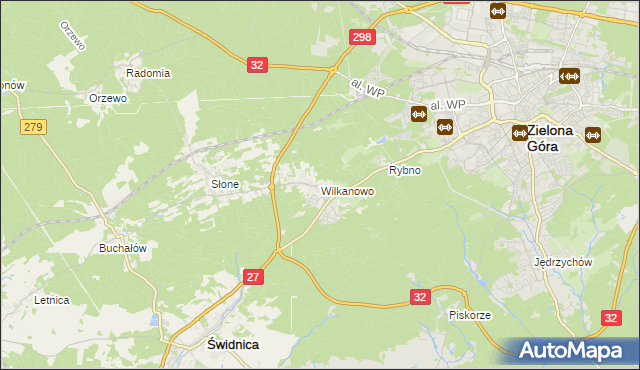 mapa Wilkanowo gmina Świdnica, Wilkanowo gmina Świdnica na mapie Targeo