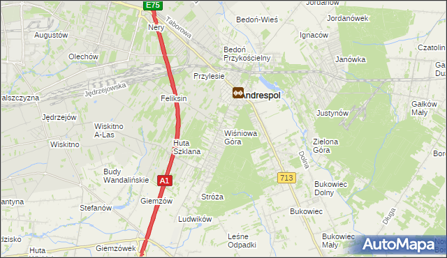 mapa Wiśniowa Góra, Wiśniowa Góra na mapie Targeo