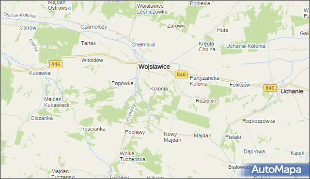 mapa Wojsławice-Kolonia, Wojsławice-Kolonia na mapie Targeo