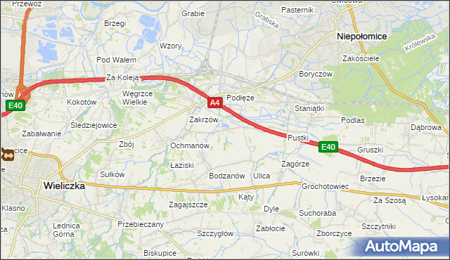 mapa Zakrzowiec, Zakrzowiec na mapie Targeo