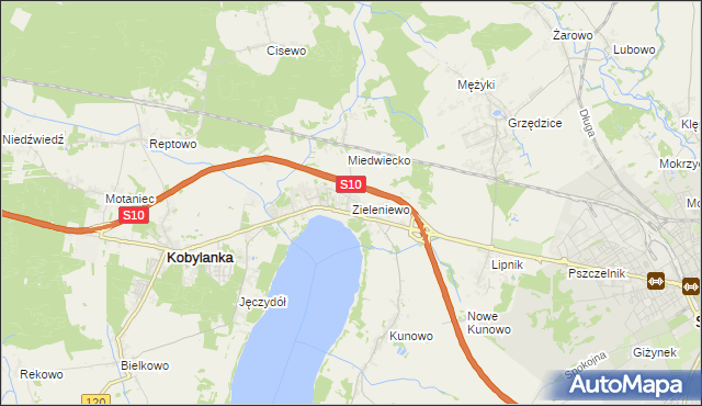 mapa Zieleniewo gmina Kobylanka, Zieleniewo gmina Kobylanka na mapie Targeo