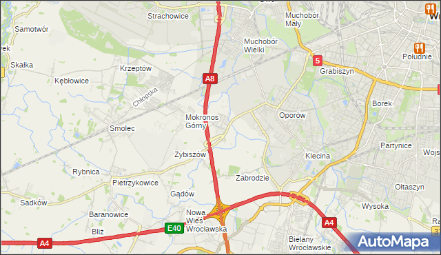 mapa Mokronos Dolny, Mokronos Dolny na mapie Targeo