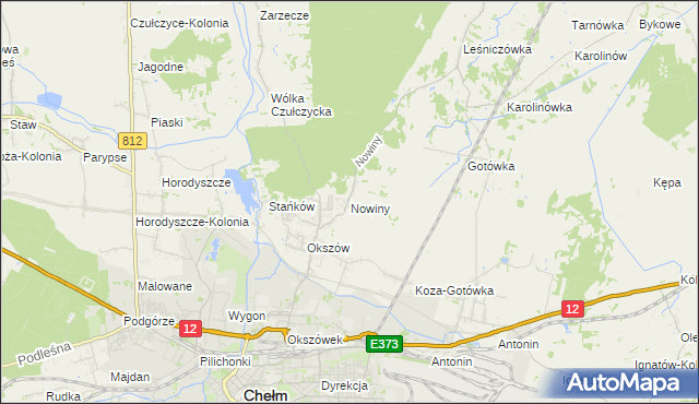 mapa Nowiny gmina Chełm, Nowiny gmina Chełm na mapie Targeo