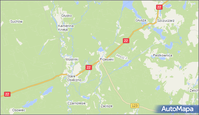 mapa Przesieki, Przesieki na mapie Targeo