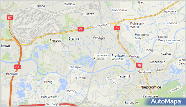mapa Przylasek Rusiecki, Przylasek Rusiecki na mapie Targeo