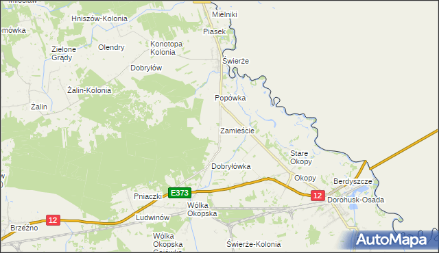mapa Zamieście gmina Dorohusk, Zamieście gmina Dorohusk na mapie Targeo