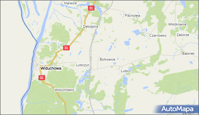 mapa Bolkowice gmina Widuchowa, Bolkowice gmina Widuchowa na mapie Targeo