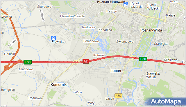 mapa Kotowo gmina Poznań, Kotowo gmina Poznań na mapie Targeo
