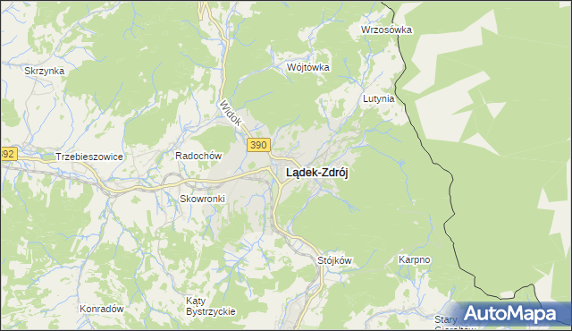 mapa Lądek-Zdrój, Lądek-Zdrój na mapie Targeo