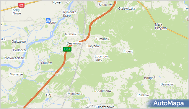 mapa Lucynów Duży, Lucynów Duży na mapie Targeo