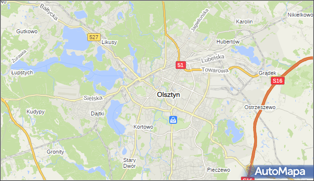 mapa Olsztyna, Olsztyn na mapie Targeo