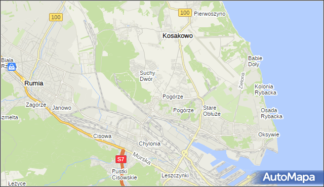 mapa Pogórze gmina Kosakowo, Pogórze gmina Kosakowo na mapie Targeo