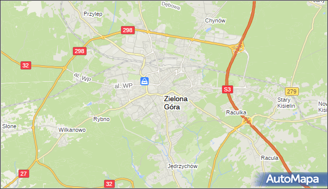 mapa Zielona Góra, Zielona Góra na mapie Targeo