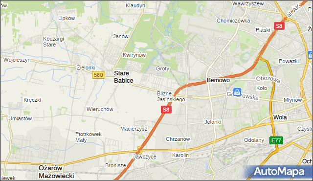 mapa Blizne Jasińskiego, Blizne Jasińskiego na mapie Targeo