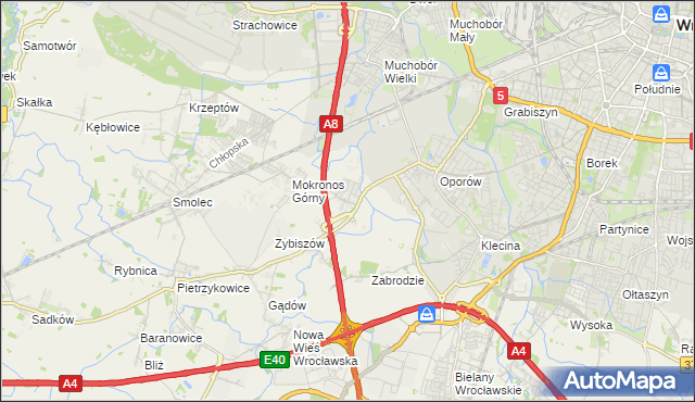 mapa Mokronos Dolny, Mokronos Dolny na mapie Targeo