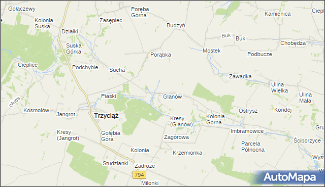 mapa Glanów, Glanów na mapie Targeo